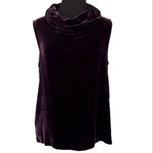 Purple Silk Velvet Eileen Fisher Sleeveless Top Deep Purple Cowl